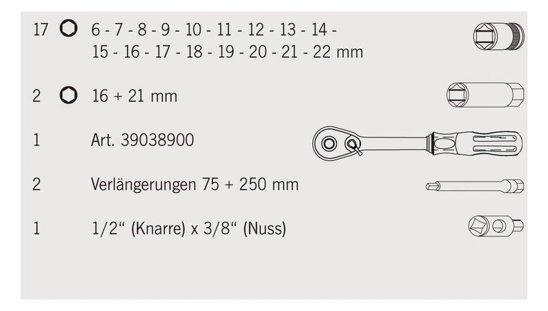 Steckschlüssel Set 3/8" 23tlg.
