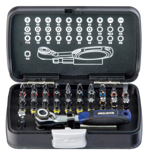 Bit Box mit Bit-Umschaltknarre 33tlg 1/4"