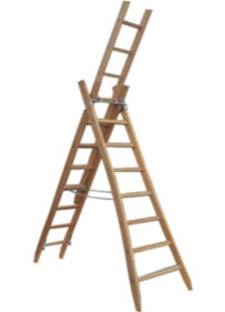 Dreiteilige Holz - Bock - Schiebeleiter