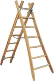 Zweiteilige Holz - Bock - Schiebeleiter
