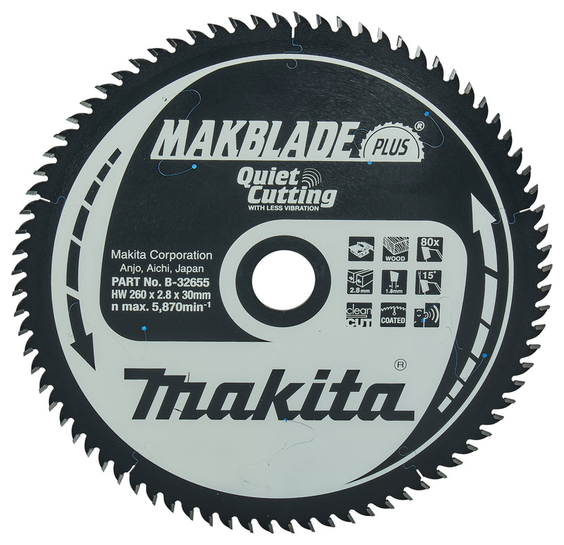 Makita- Kreissägeblatt MAKBLADE Plus 260 X 30 Mm, 80 Zähne