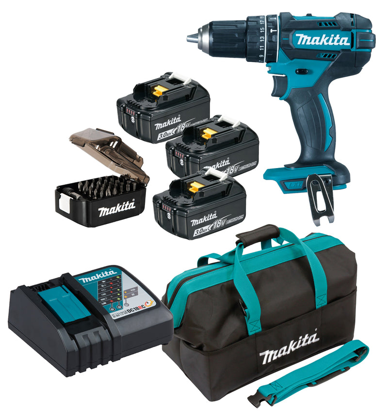 Dhp482z + 3x Bl1830b + Dc18rc + Bit-SET + Tasche