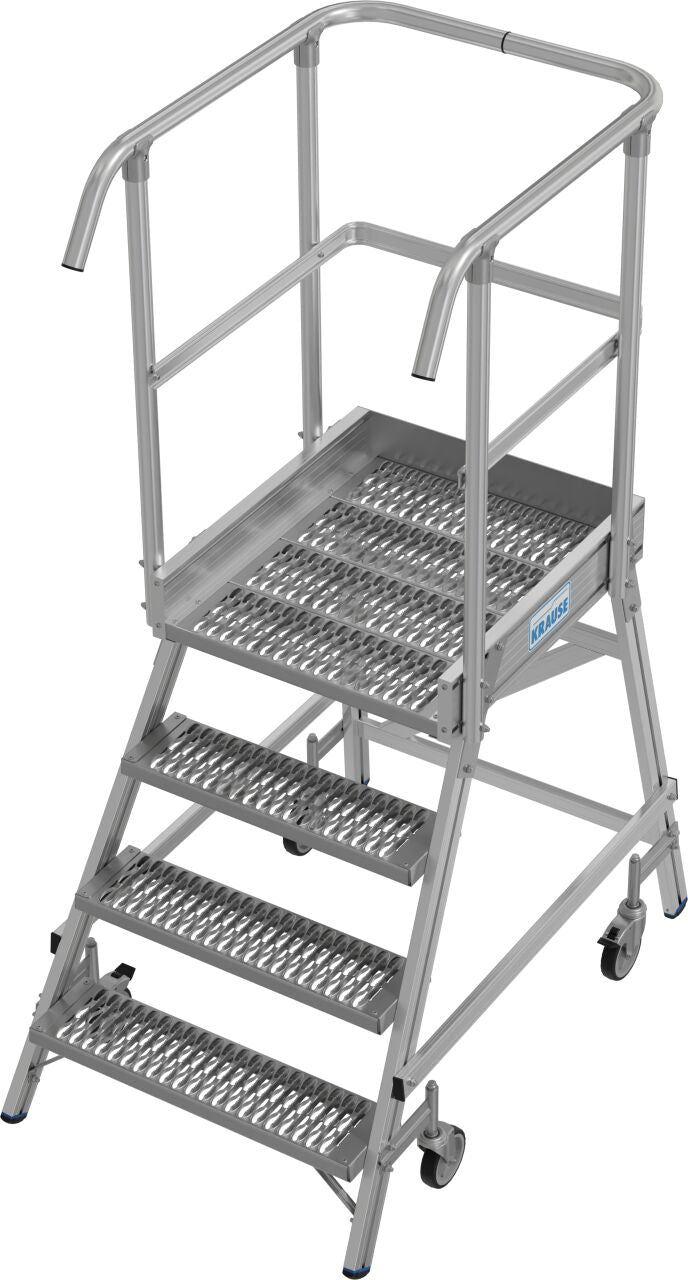 PodestLeiter fahrbar, einseitig begehbar, Profilrost mit R13 Stufen