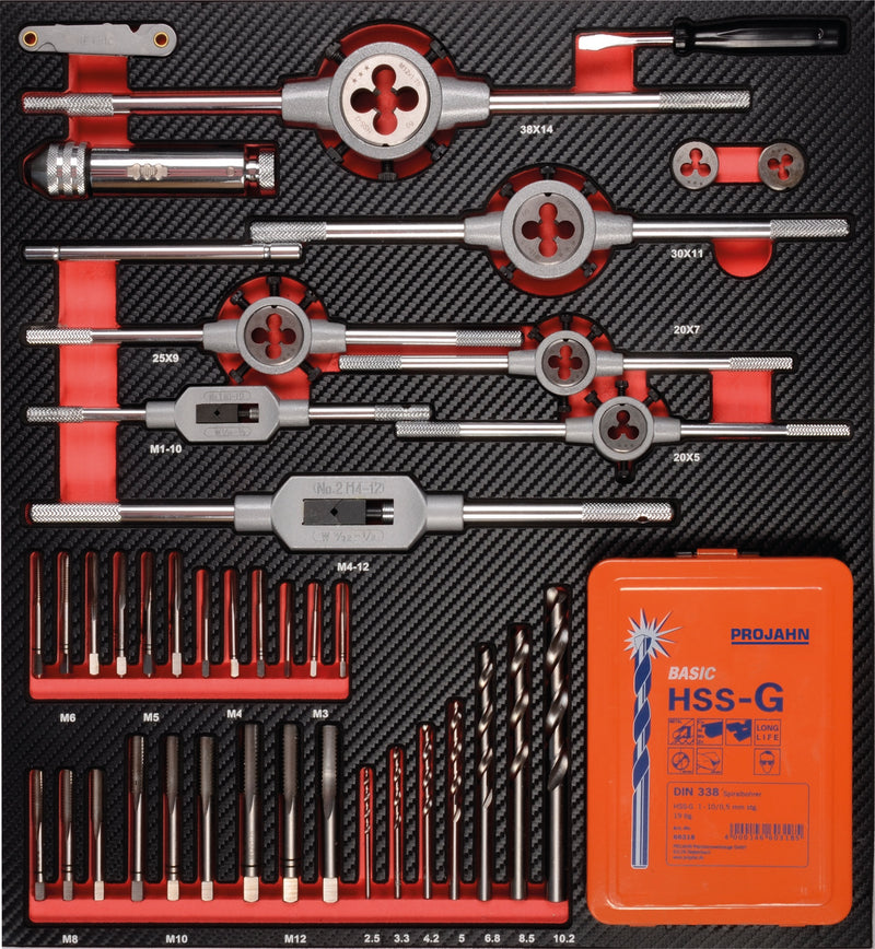 Gewindeschneidwerkzeug Einlage 64tlg