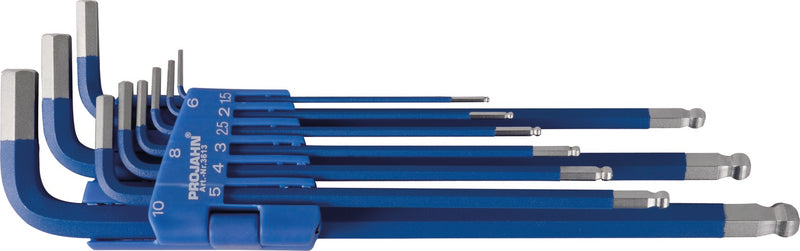 Winkelstiftschlüssel Satz Innen-6Kant lange Ausführung, blau 1,5 - 10 mm 9-teilig