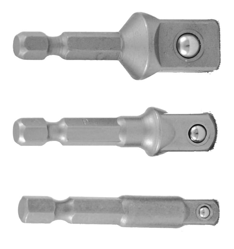 1/4" Bit Adapter Set 3tlg. Länge 50 mm für Stecknüsse 1/4", 3/8", 1/2"