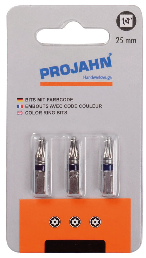 1/4" markierter Bit L25 mm TX mit Bohrung 3er Pack
