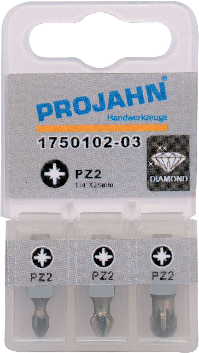 1/4" Bit Diamantbeschichtet L25mm Pozidrive Nr 1 3er Pack