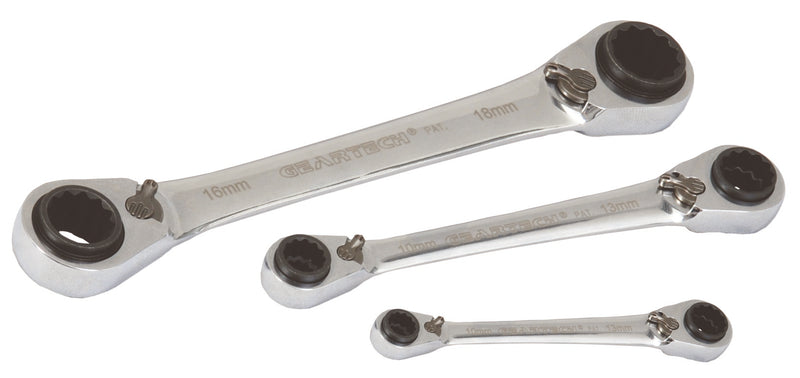 GearTech 4 in 1 Doppelring Schlüssel Satz 3tlg, 8-10 + 12-13 und 9-11 + 14-15 und 16-17 + 18-19