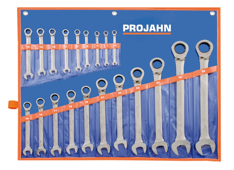 GearTech Schlüssel Satz Rolltasche 20tlg, klassik 6 - 7 - 8 - 9 - 10 - 11 - 12 - 13 - 14 - 15 - 16 - 17 - 18 - 19 - 21 - 22 - 24 - 27 - 30 - 32 mm