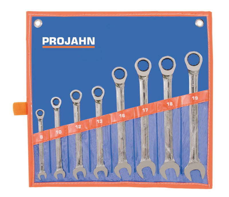 GearTech Schlüssel Satz Rolltasche 8tlg 8 - 10 - 12 - 13 - 16 - 17 - 18 - 19 mm