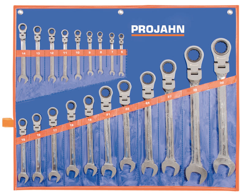 GearTech Schlüssel Satz Rolltasche 20tlg, flexibel 6 - 7 - 8 - 9 - 10 - 11 - 12 - 13 - 14 - 15 - 16 - 17 - 18 - 19 - 21 - 22 - 24 - 27 - 30 - 32 mm