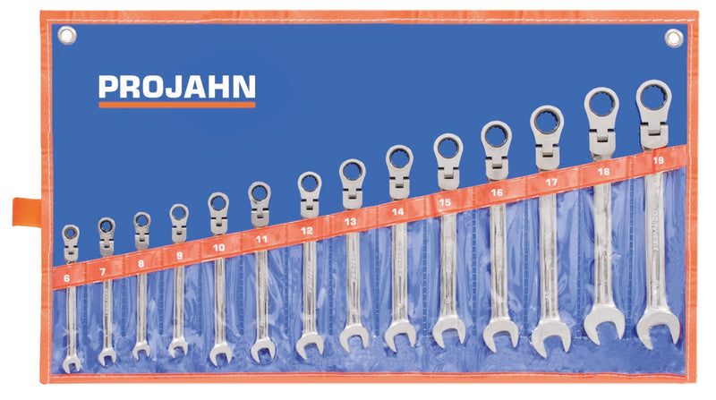 GearTech Schlüssel Satz Rolltasche flexibel 14 tlg 6 - 7 - 8 - 9 - 10 - 11 - 12 - 13 - 14 - 15 - 16 - 17 - 18 - 19 mm