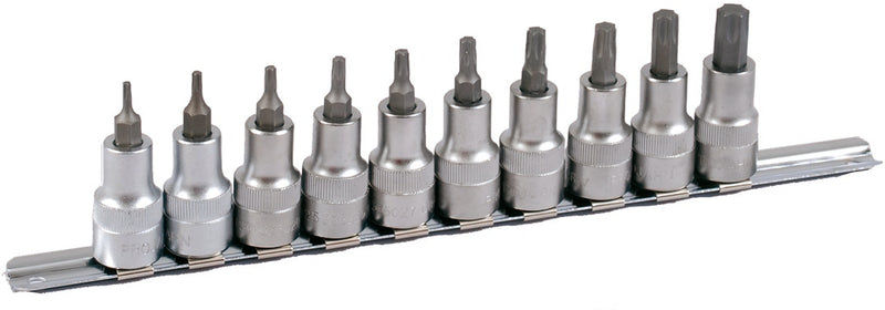 1/2" Bit Stecknuss Satz auf Schiene 10tlg TX, 60mm