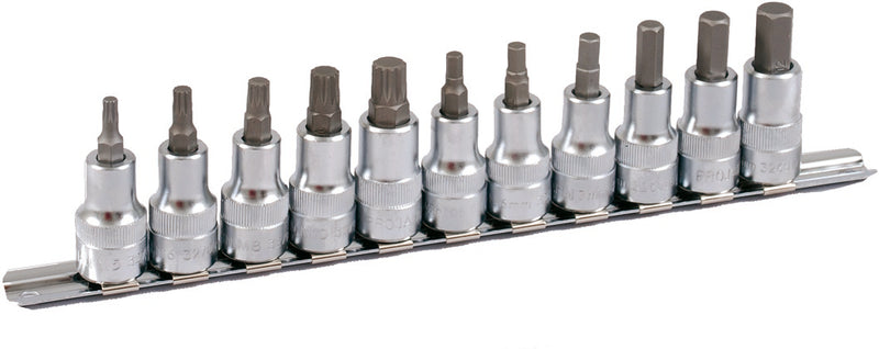 1/2" Bit Stecknuss Satz auf Schiene 11tlg 6kant+VZ