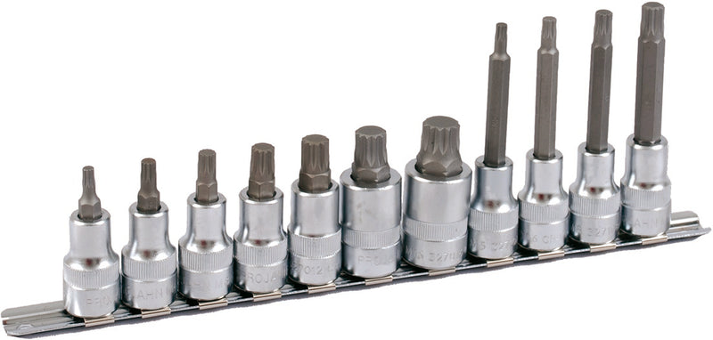 1/2" Bit Stecknuss Satz auf Schiene 11tlg Vielzahn, 60 + 100mm