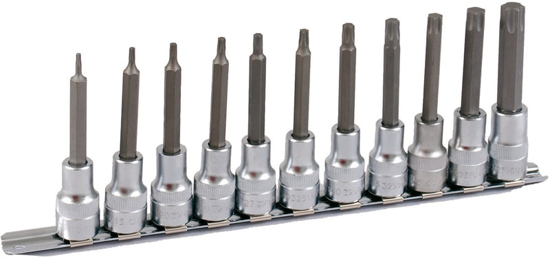1/2" Bit Stecknuss Satz auf Schiene 11tlg T10-T60, 100mm