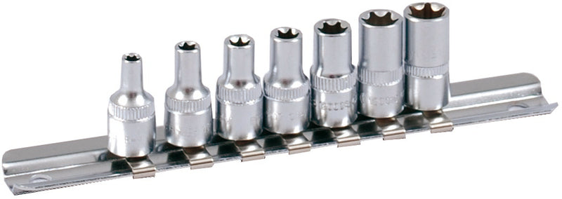 1/4" Stecknuss Satz auf Schiene 7tlg