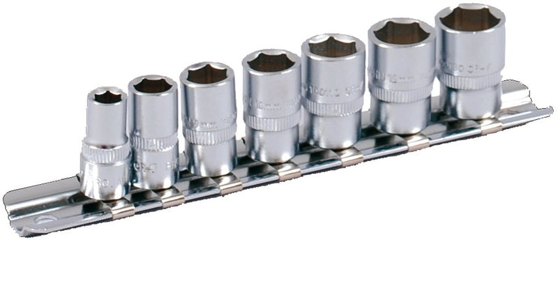 1/4" Stecknuss Satz auf Schiene 7tlg