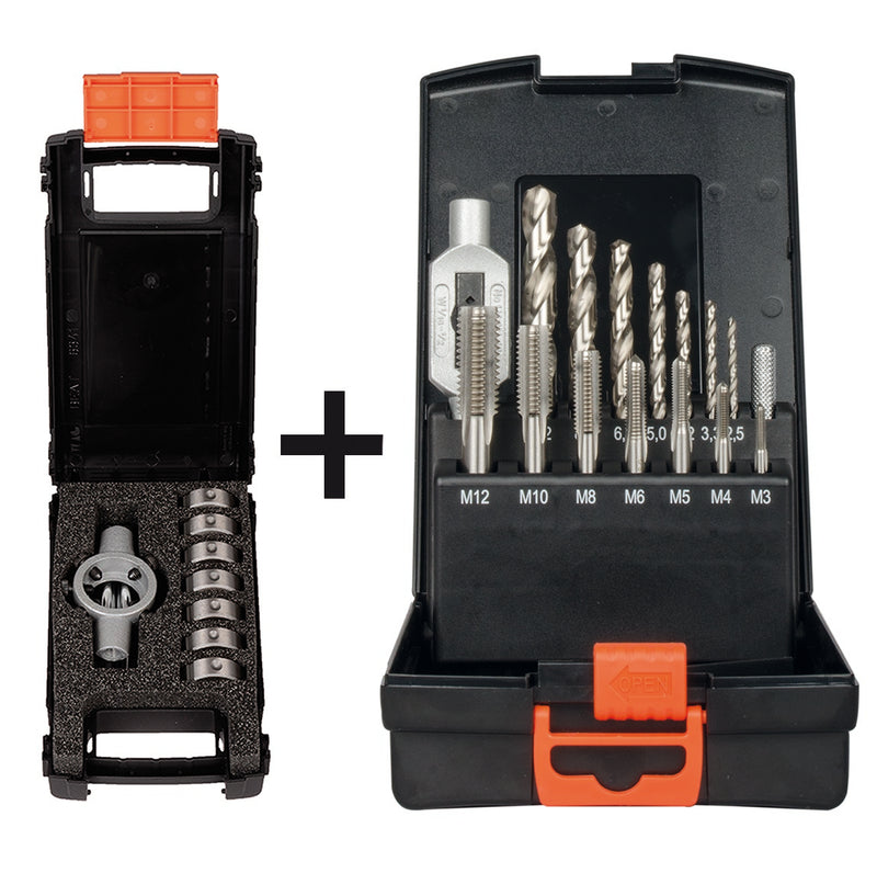 Kombination Gewindesätze 910135 (Einschnitt-Gewindebohrer Satz) + 91015 (Schneideisen Satz)