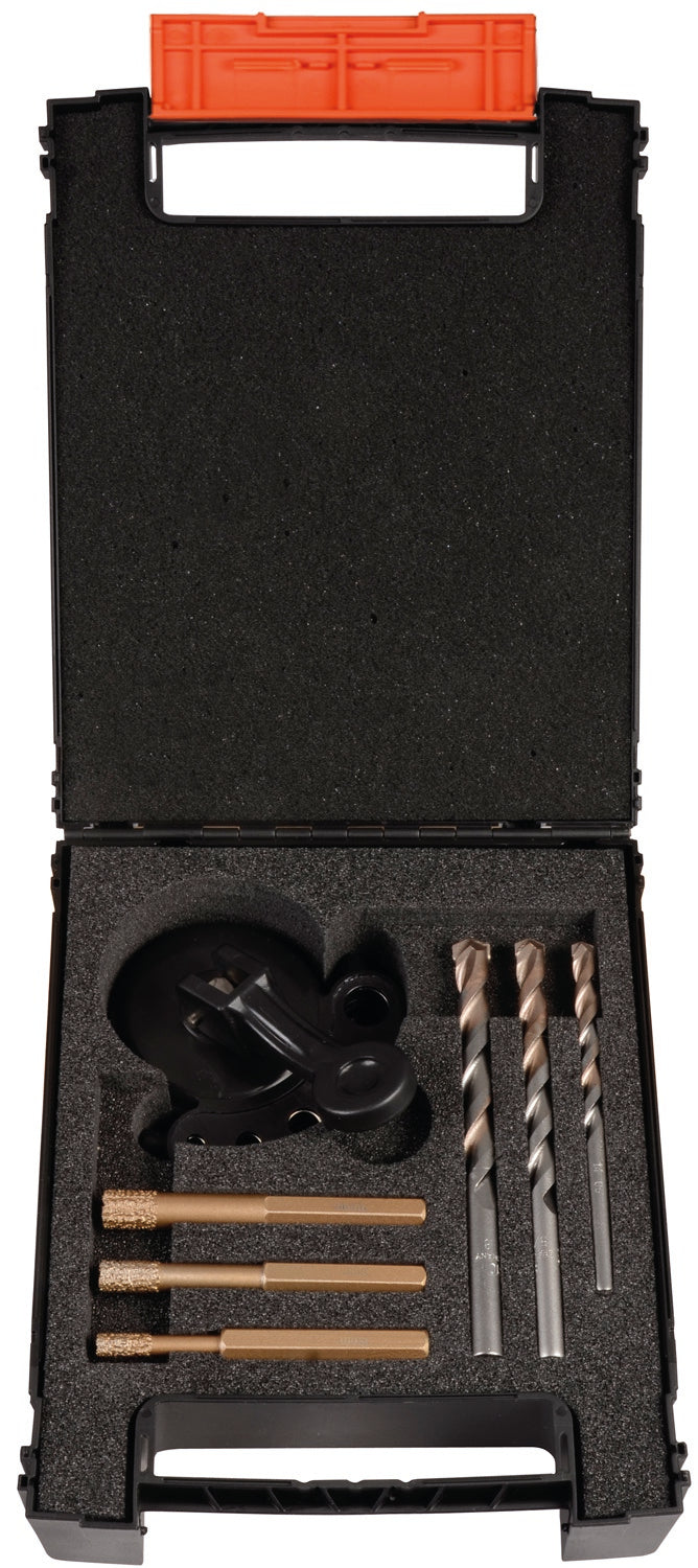 Satz Diamant Trockenbohrer 6-kant Schaft und Betonbohrer 7-tlg. mit Anbohrhilfe