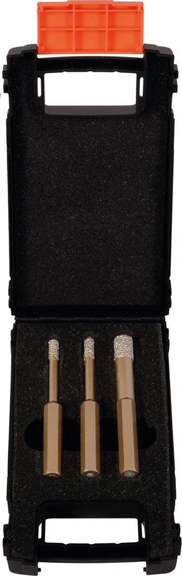 Satz Diamant Trockenbohrer 3-tlg. mit Wachs 6-kant Schaft je 1 Stück: ø 6, 8, 10 mm