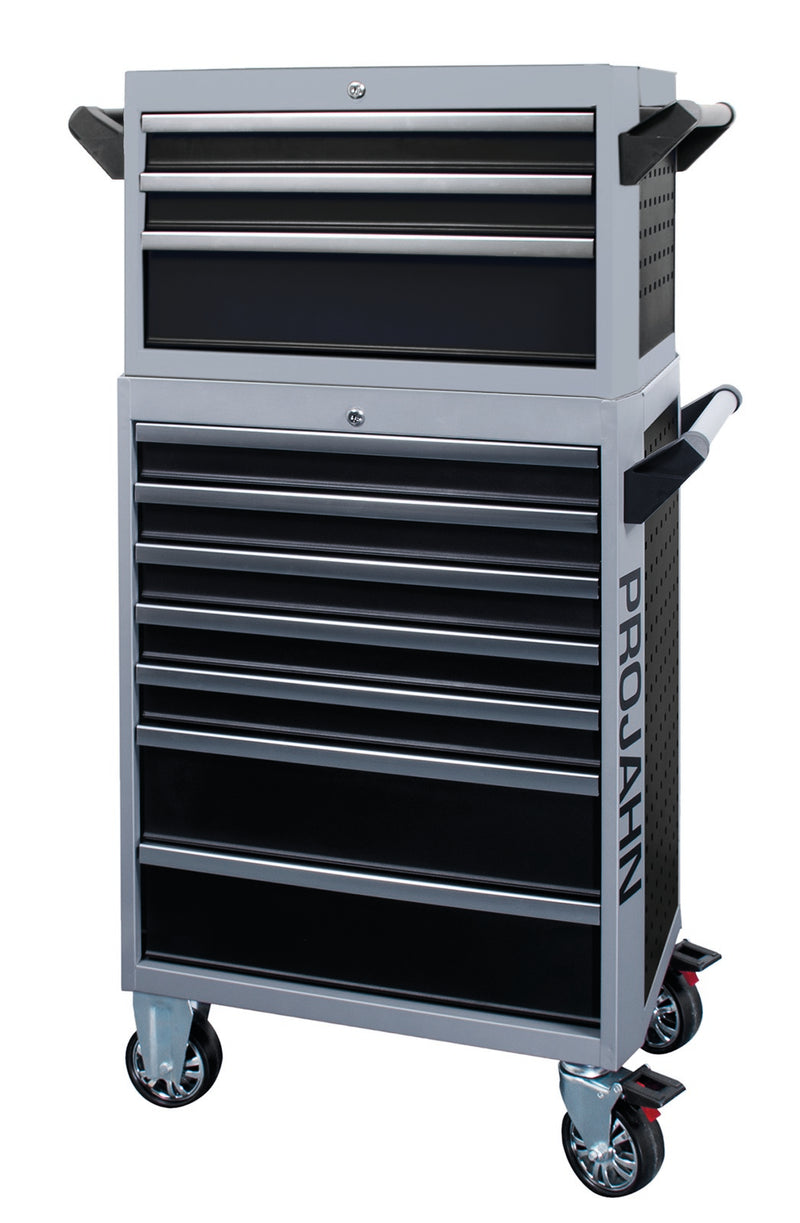 Werkstattwagen GALAXY + Werkstattwagenaufsatz GALAXY + Dosenhalter + Papierrollenhalter Schwarz/Silbergrau