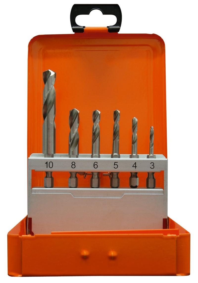 Bohrerkassette HSS-G 6tlg 3-10 mm 1/4" 6-kant Schaft