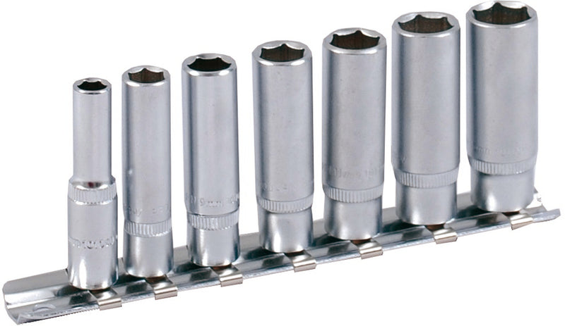 1/4" Stecknuss Satz auf Schiene 7tlg