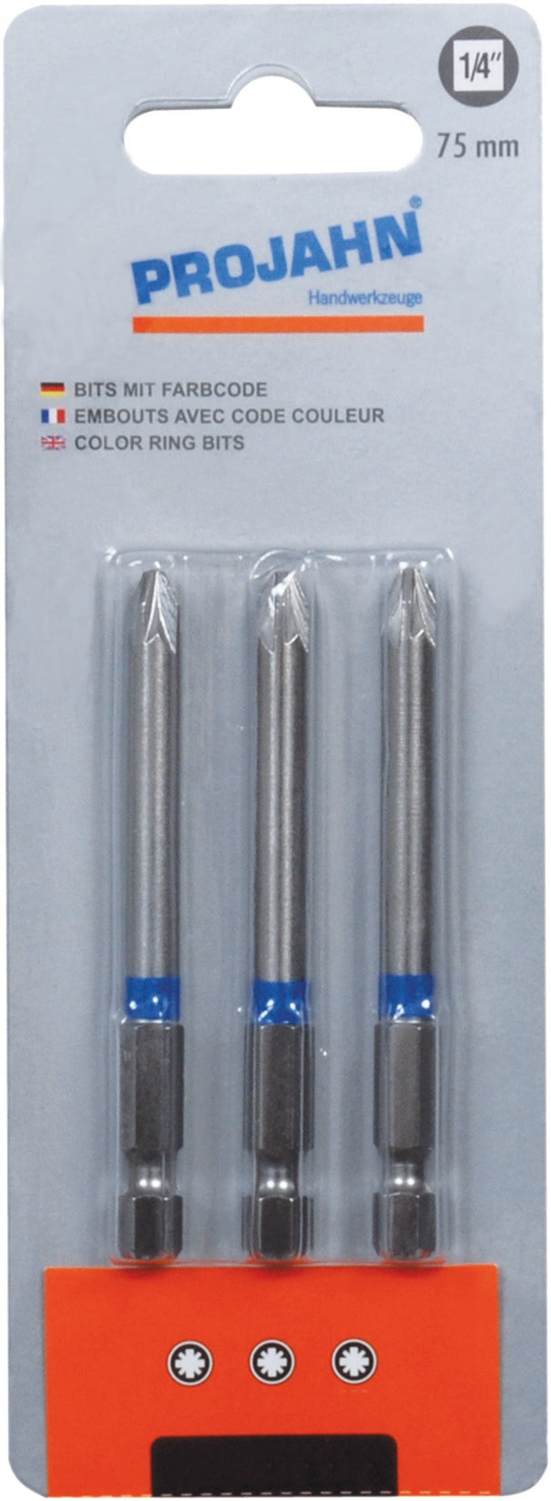 1/4" markierter Bit L75 mm Pozidriv 3er Pack