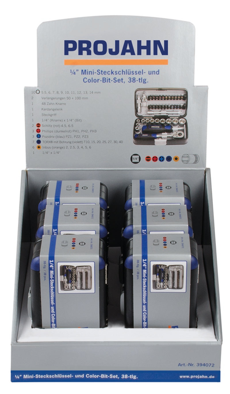Display 6 x Mini Steckschlüssel- & Bit-Box 394072