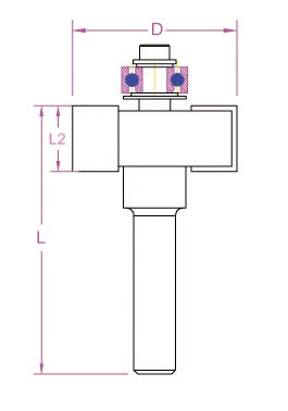 Falzfräser mit Kugellager D 31,7  mm, L 44,5 mm, L2 12,7 mm