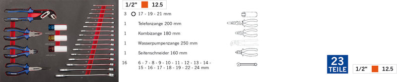 Bestückter Werkstattwagen SPACE mit 7 Schufächern und 229 - tlg. proficraft Bestückung Blau / Anthrazit (ehemals SPACELINE)