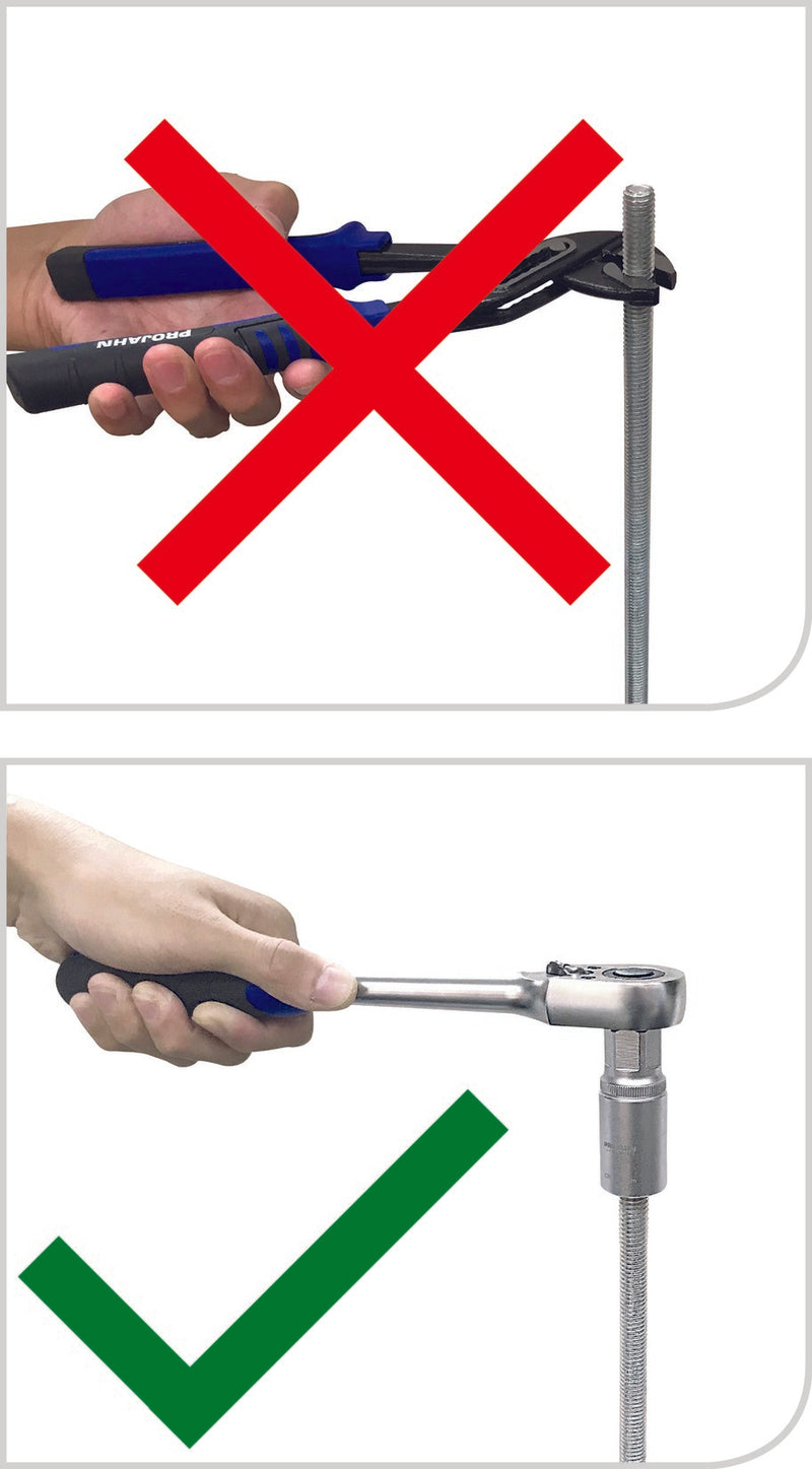 1/2" (12.5mm) Steckschlüssel-Satz für Gewindestangen, Stockschrauben und Stehbolzen M6-M8-M10-M12 4-teilig