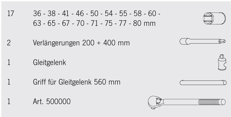 1" Steckschlüssel Koffer 22tlg