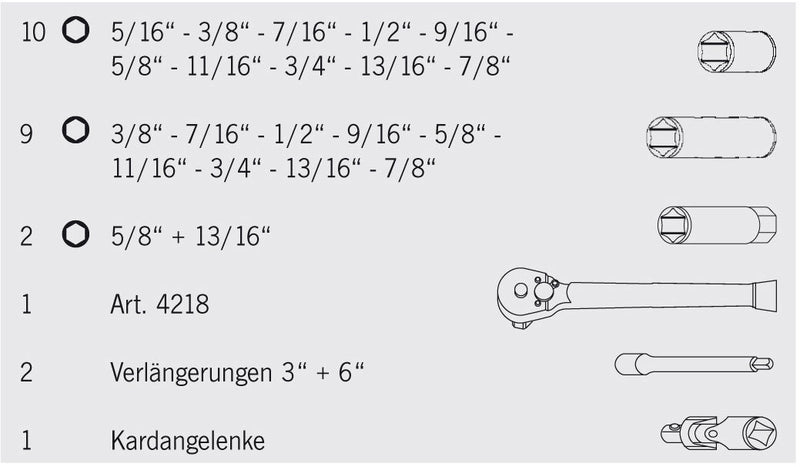 3/8" Zoll Steckschlüssel Satz 25tlg