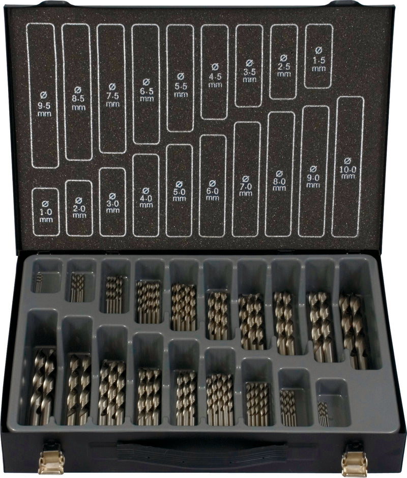 Bohrer-Magazin HSS-Co ECO 70tlg bestehend aus: je 5 Stück: 1,0 - 5,0 mm je 3 Stück: 5,5 - 7,5 mm je 2 Stück 8,0 - 10,0 mm