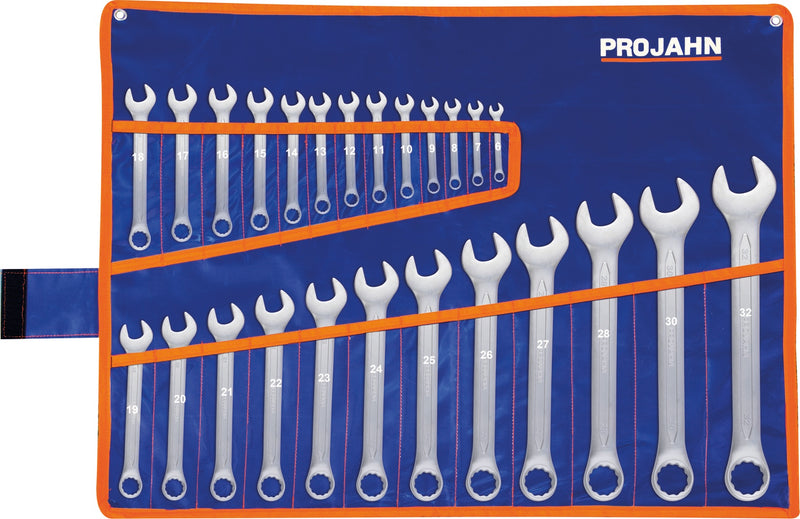 Gabelringschlüssel Set 25tlg in Rolltasche 6 - 7 - 8 - 9 - 10 - 11 - 12 - 13 - 14 - 15 - 16 - 17 - 18 - 19 - 20 - 21 - 22 - 23 - 24 - 25 - 26 - 27 - 28 - 30 - 32