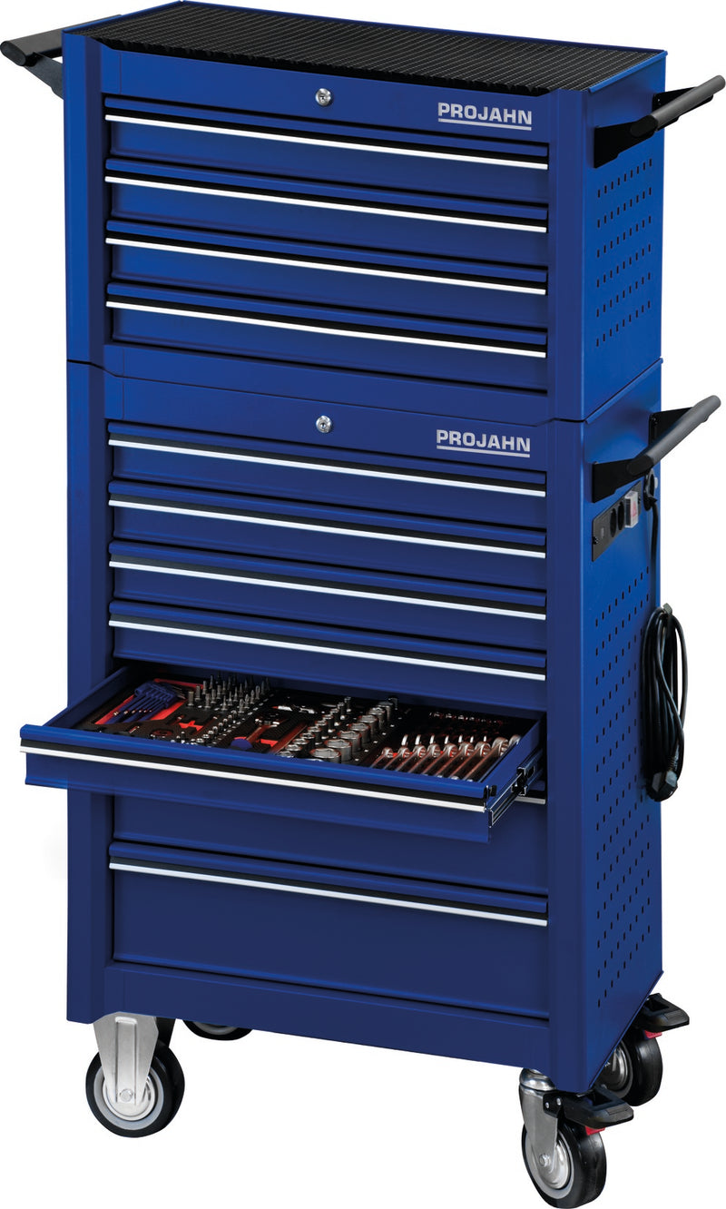 Bestückter Werkstattwagen UNIVERSE + E-Power Elektroverteiler + Werkstattwagenaufsatz UNIVERSE + Dosenhalter + Papierrollenhalter + 379-tlg. Bestückung