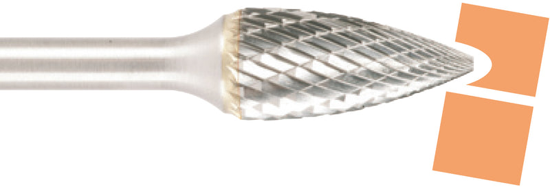 Hartmetallfräser, Form G Spitzbogen, Kreuzverzahnung