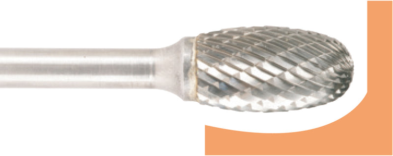 Hartmetallfräser, Form E Oval / Tropfen, Kreuzverzahnung