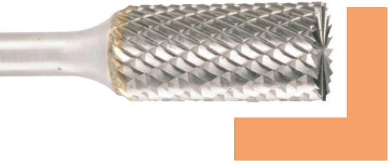 Hartmetallfräser, Form B Zylinder mit Stirnverzahnung, Schnellfrässchliff für Aluminium