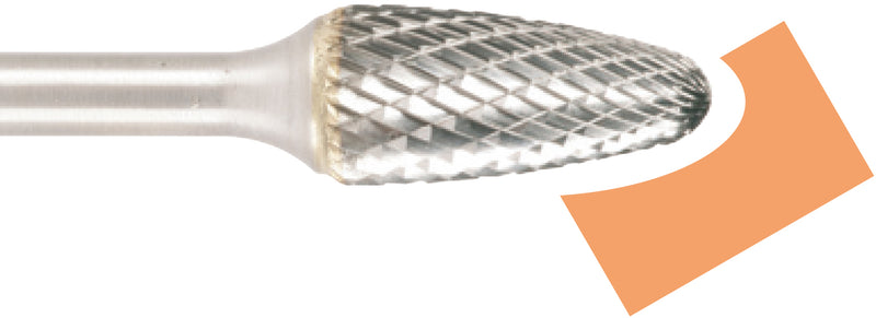 Hartmetallfräser, Form F Rundbogen, Schnellfrässchliff für Aluminium