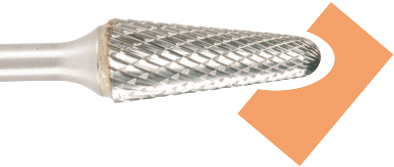 Hartmetallfräser, Form L Rundkegel 14°, konisch, Schnellfrässchliff für Aluminium