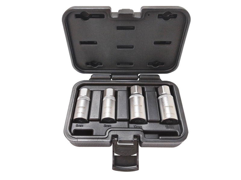 1/2" (12.5mm) Steckschlüssel-Satz für Gewindestangen, Stockschrauben und Stehbolzen M6-M8-M10-M12 4-teilig