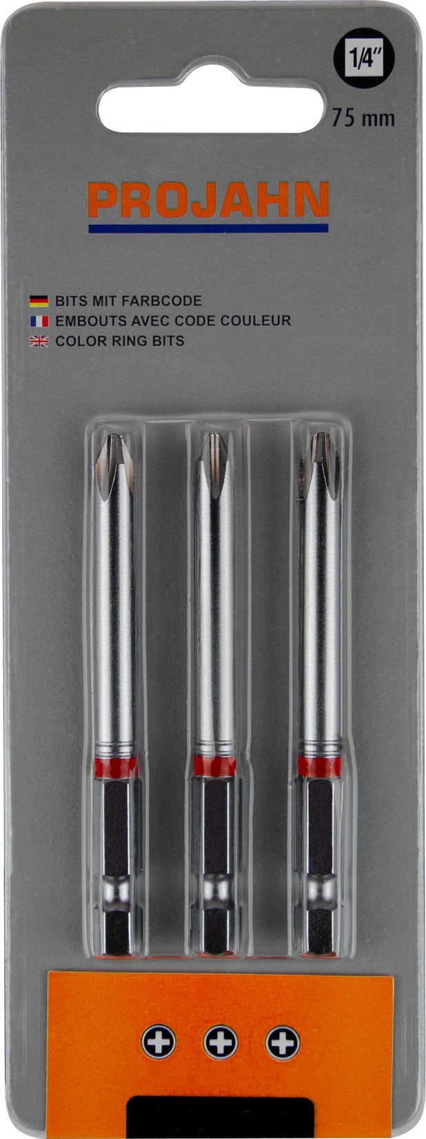 1/4" markierter Bit L75 mm Phillips 3er Pack