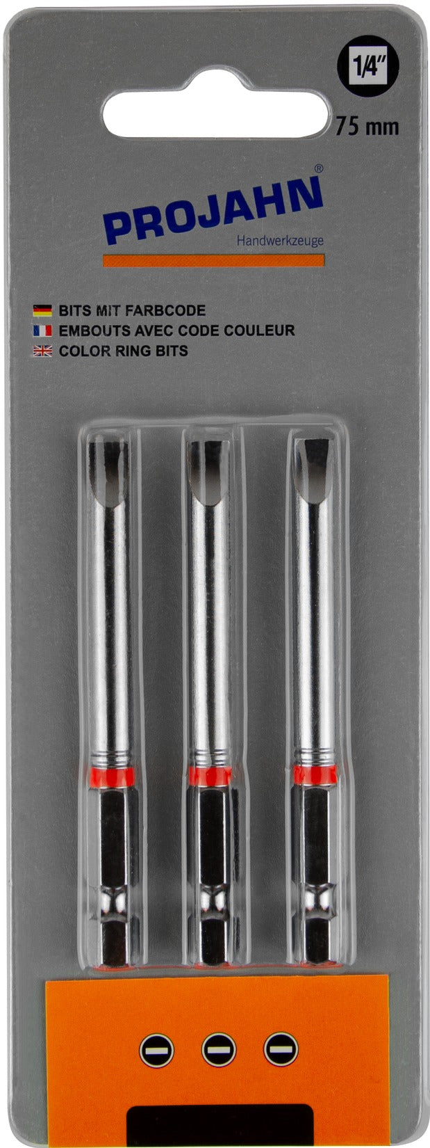 1/4" markierter Bit L75 mm Schlitz 3er Pack