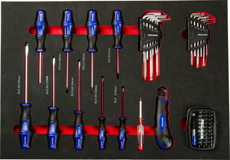 proficraft Schraubedreher-/Bit-/Winkelstiftschlüssel- Einlage, 61-teilig