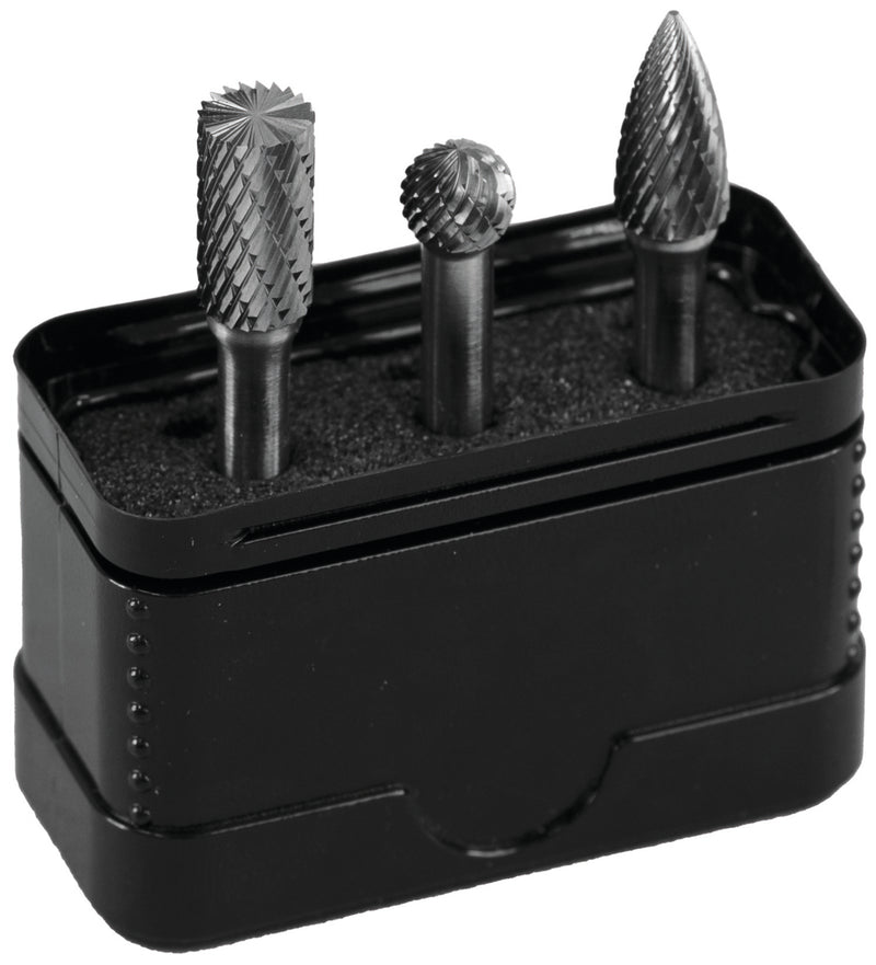 HM Frässtifte-Set, 3tlg. in Kunststoffpack Form B, C, F Kopfdurchmesser 9.6 mm