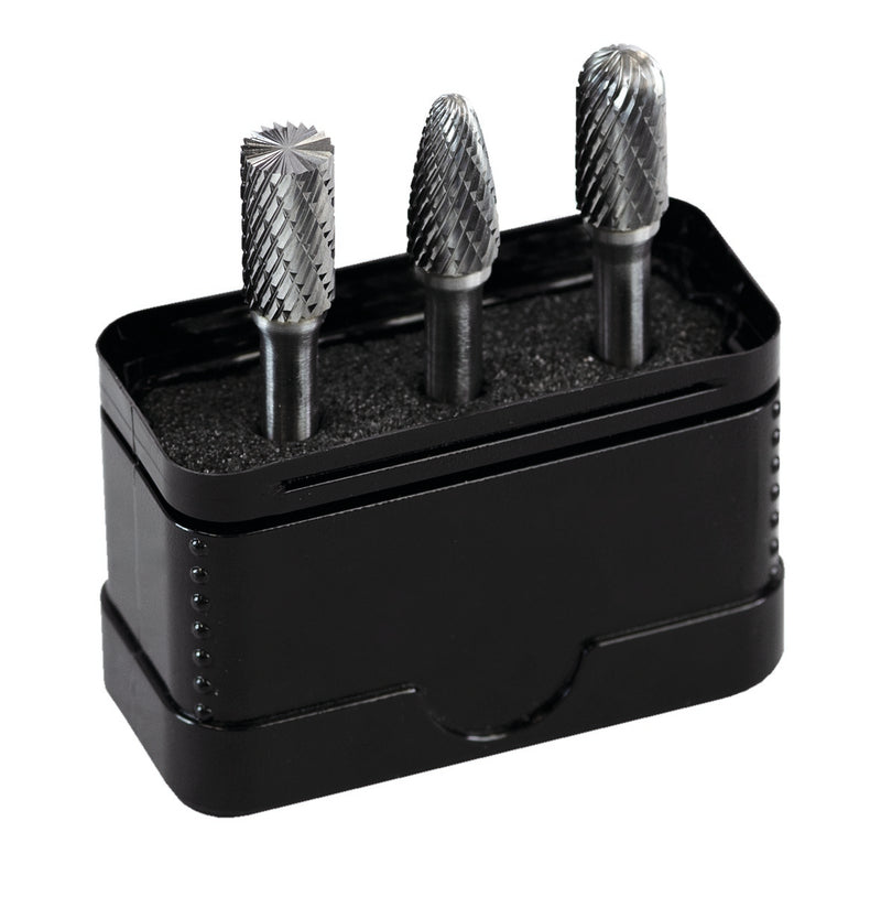 HM Frässtifte-Set, 3tlg. in Kunststoffpack Form B, C, F Kopfdurchmesser 9.6 mm